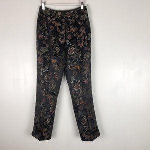 Joseph Ribkoff Dragon Embroidered High Waist Trousers Sz 6
